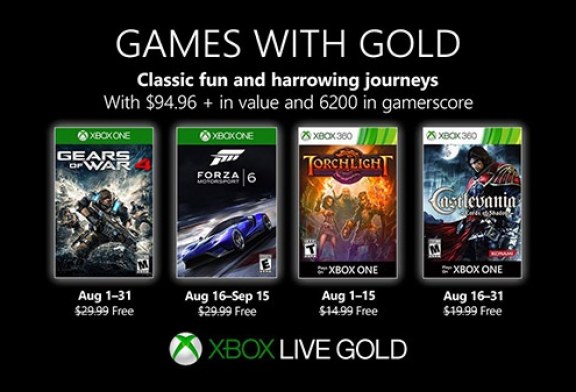 ألعاب خدمة XBOX LIVE GOLD المجانية لشهر أغسطس 2019