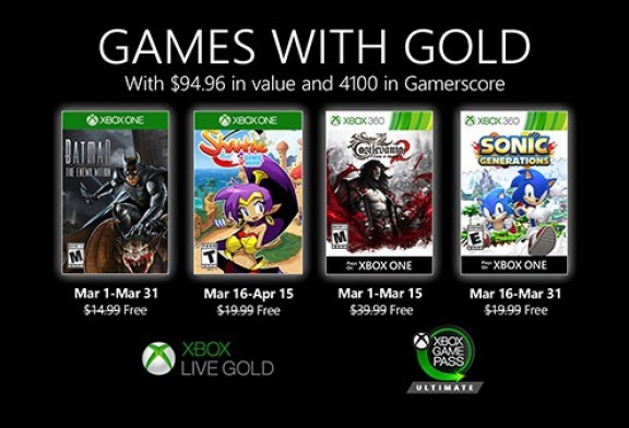 ألعاب خدمة Games with Gold المجانية لشهر مارس 2020